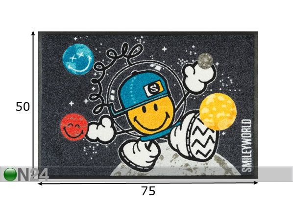 Vaip Smiley Space Explorer 50x75 cm mõõdud