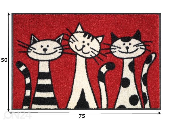Vaip Three Cats 50x75 cm mõõdud