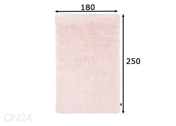 Vaip Tom Tailor Fluffy Uni 180x250 cm, roosa mõõdud