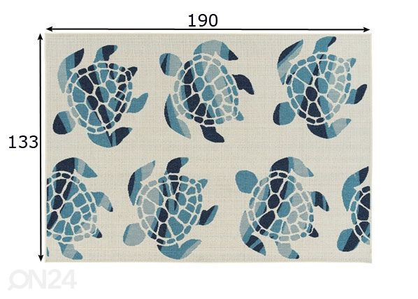 Vaip Turtles Blue 133x190 cm mõõdud