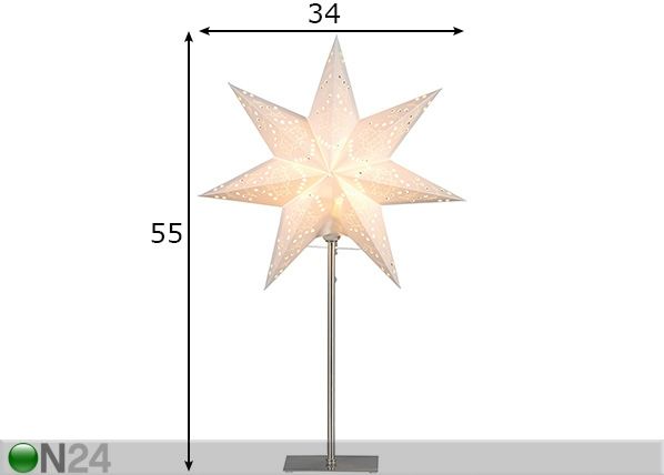 Valge täht Sensy jalaga 55 cm mõõdud
