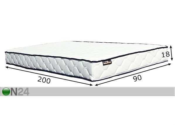 Vedrumadrats Prime Standard Pocket 90x200 cm mõõdud