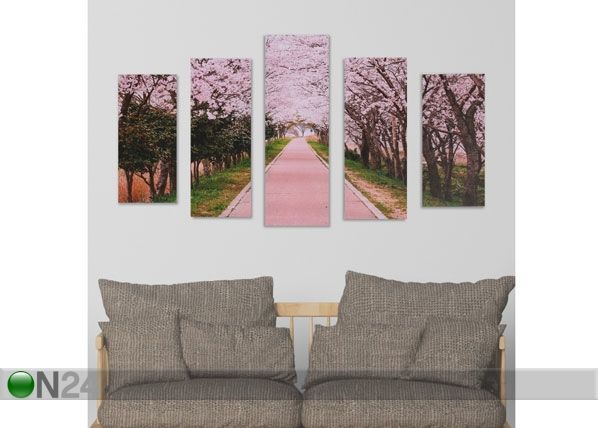 Viieosaline seinapilt Cherry Blossom Path 160x60 cm