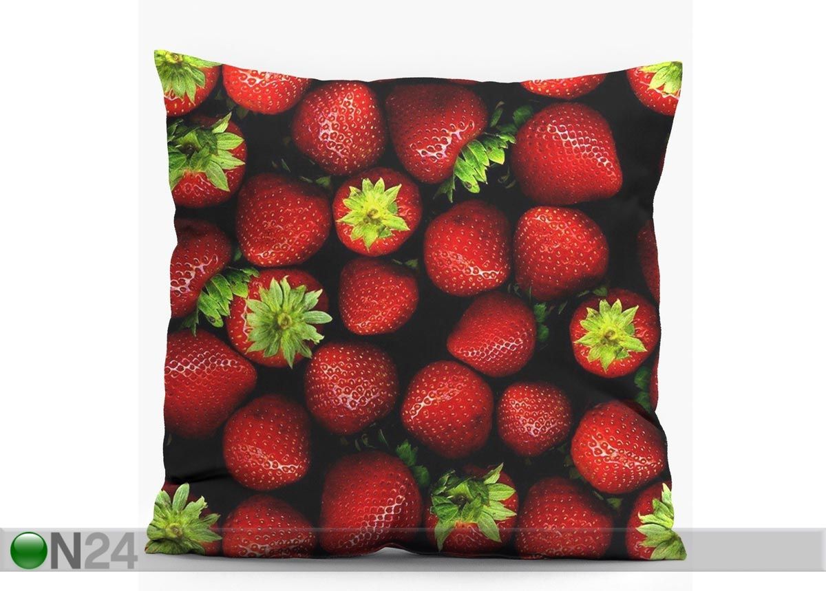 Dekoratiivpadi Strawberries 38x38 cm suurendatud