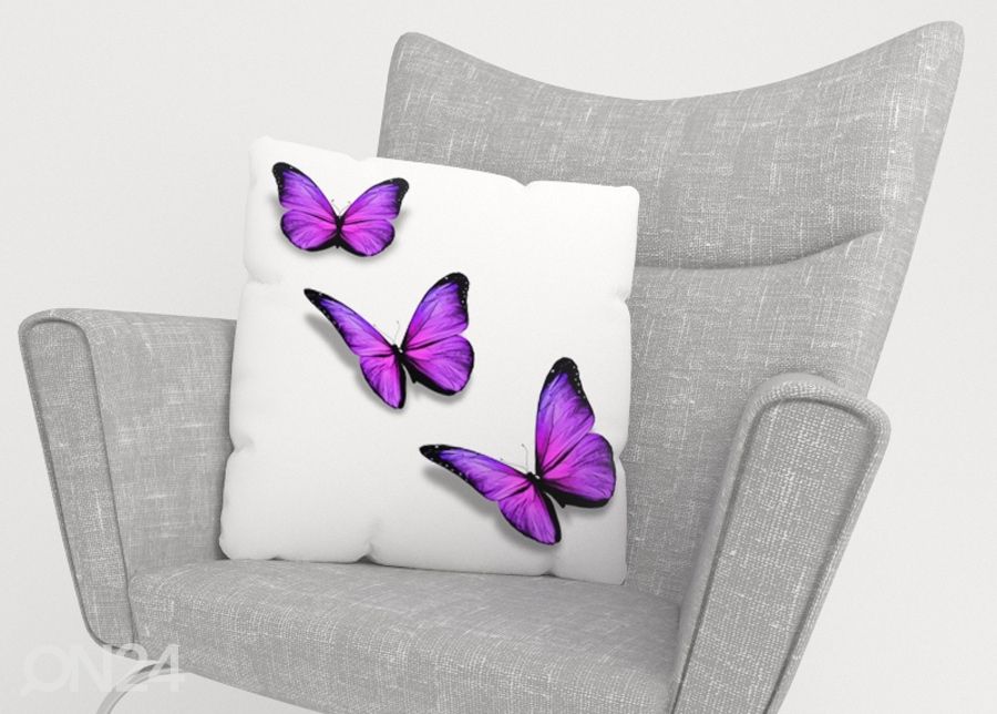 Dekoratiivpadjapüür Purple Butterfly 45x45 cm suurendatud