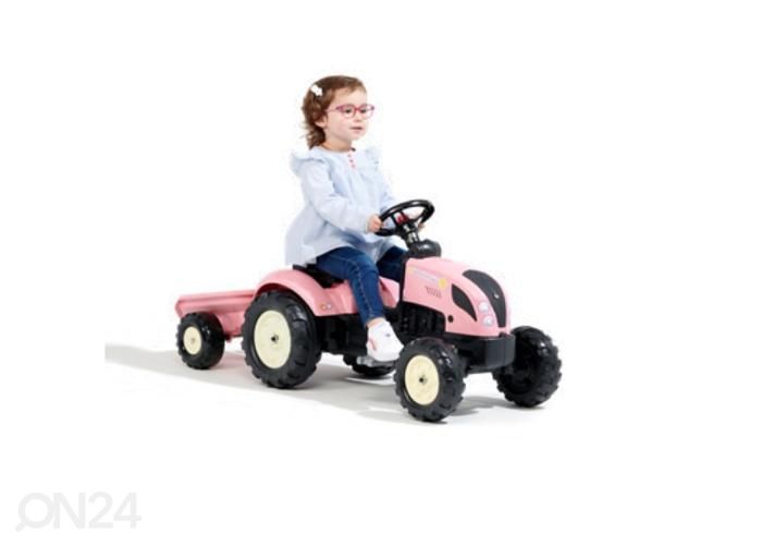 Falk Traktor Farmer treileriga, roosa suurendatud