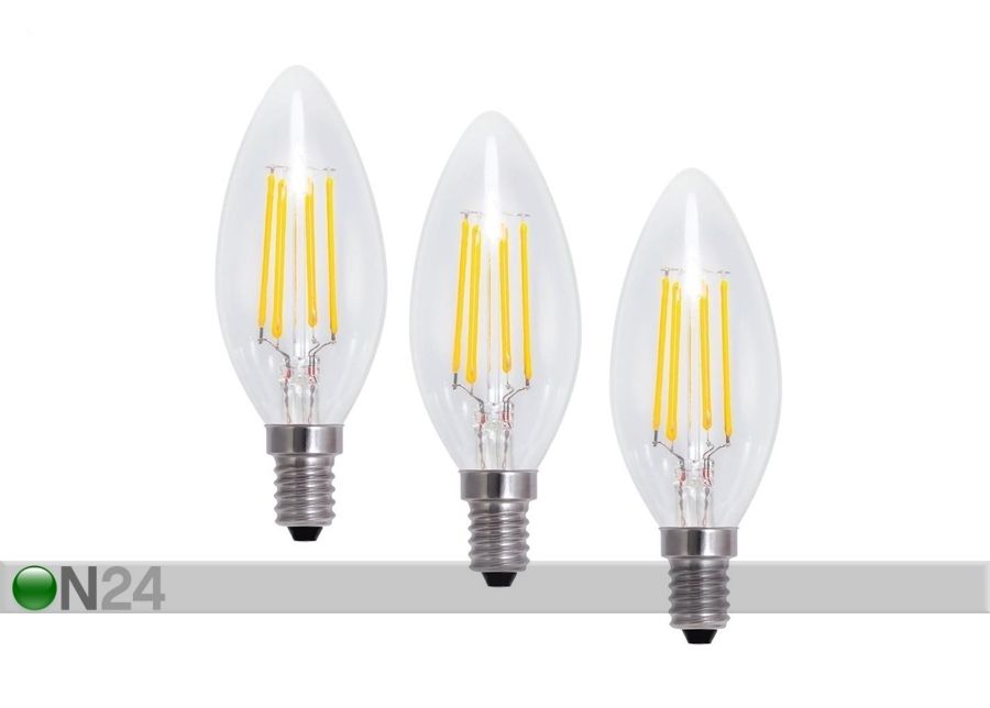 Filament LED pirn-küünal 4W, 3 tk suurendatud