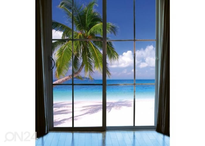 Fliis fototapeet Beach window view 225x250 cm suurendatud