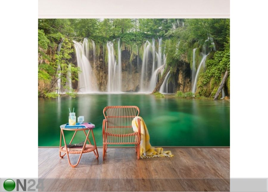 Fliis fototapeet Plitvice Lakes Waterfalls suurendatud