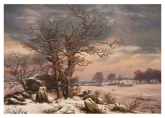 Fliis fototapeet Winter Landscape near Vordingborg Denmark by J.C. Dahl (Norwegian) 416x290 cm suurendatud