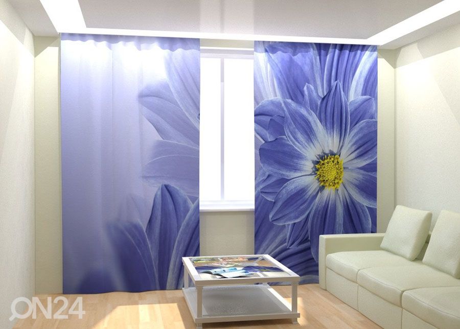 Fotokardinad Blue Flowers 300x260 cm suurendatud