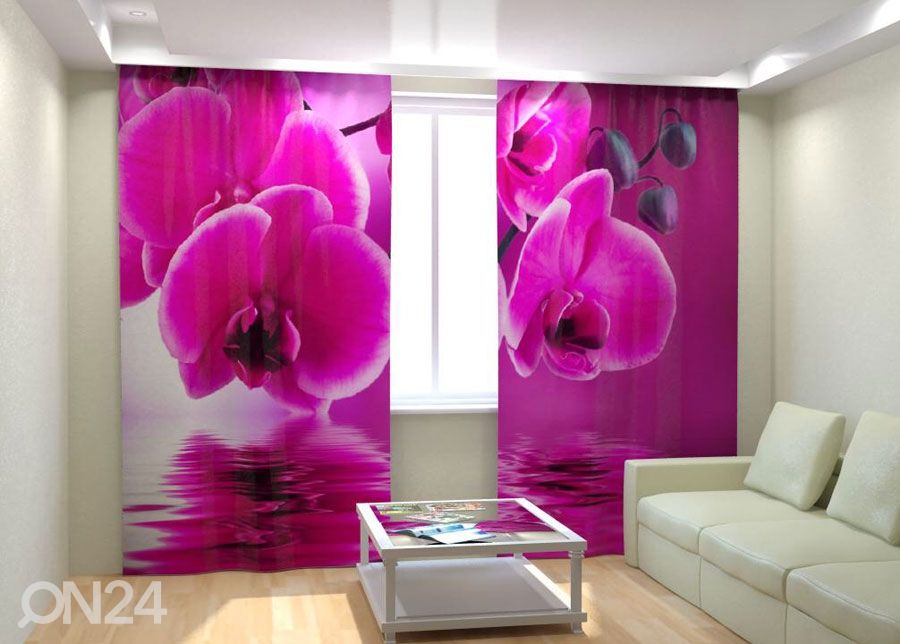 Fotokardinad Pink Orchid on the water 300x260 cm suurendatud