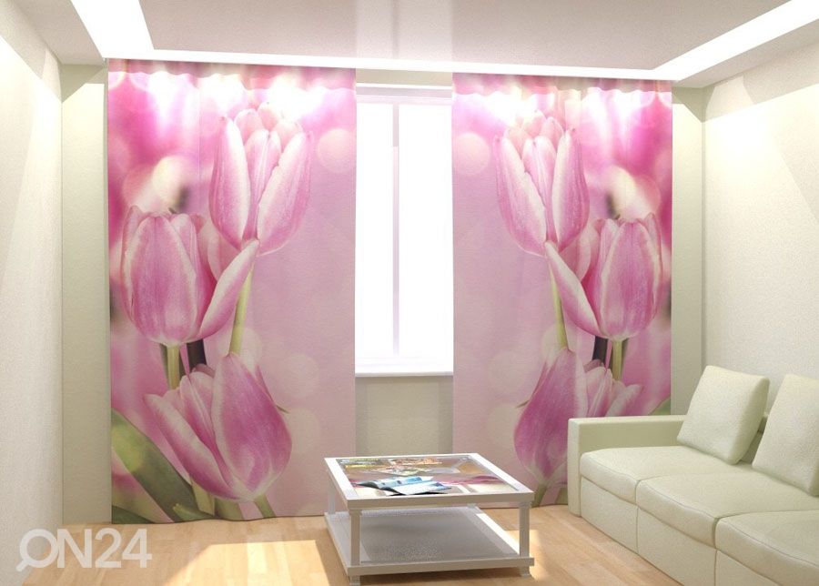 Fotokardinad Pink Tulips 300x260 cm suurendatud