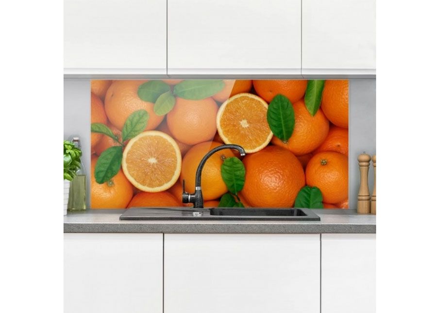 Fotoklaas, köögi tagasein Juicy Oranges 40x60 cm suurendatud