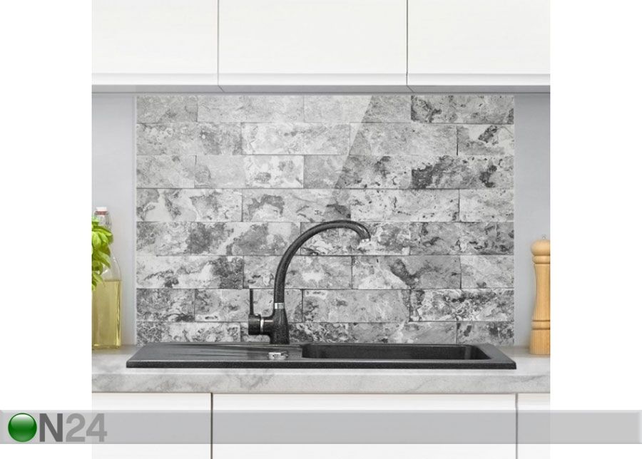 Fotoklaas, köögi tagasein Stone Wall Natural Marble Grey 59x80 cm suurendatud