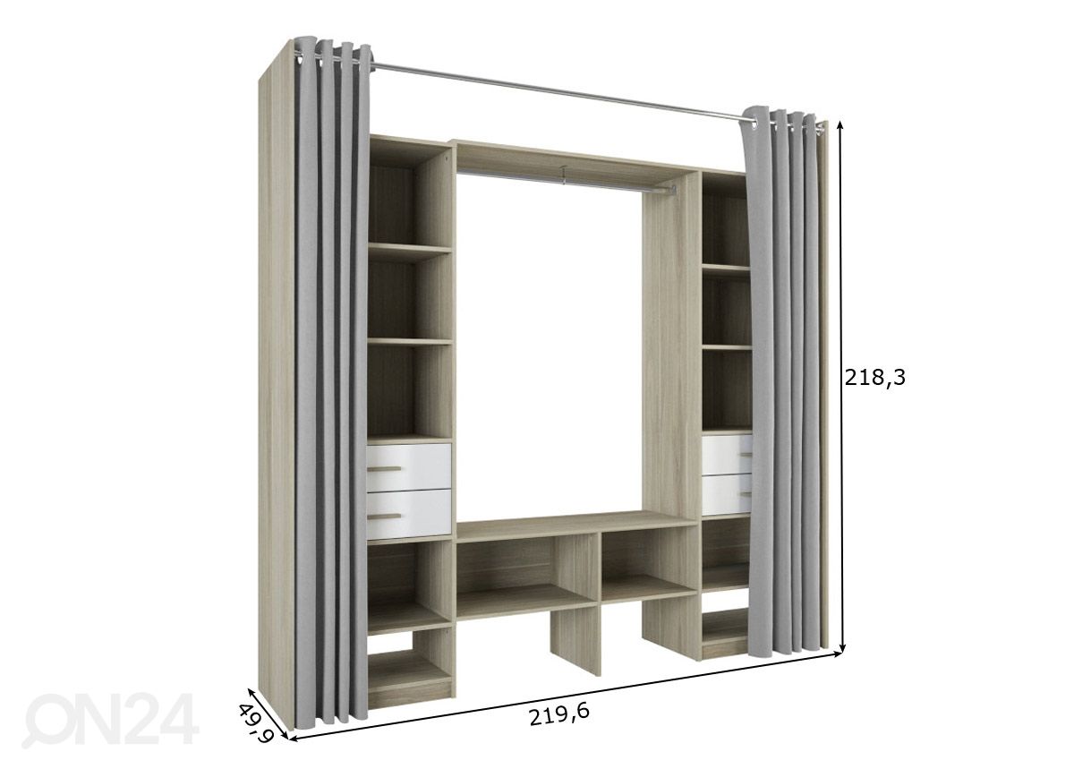 Garderoob Duo 220 cm suurendatud mõõdud