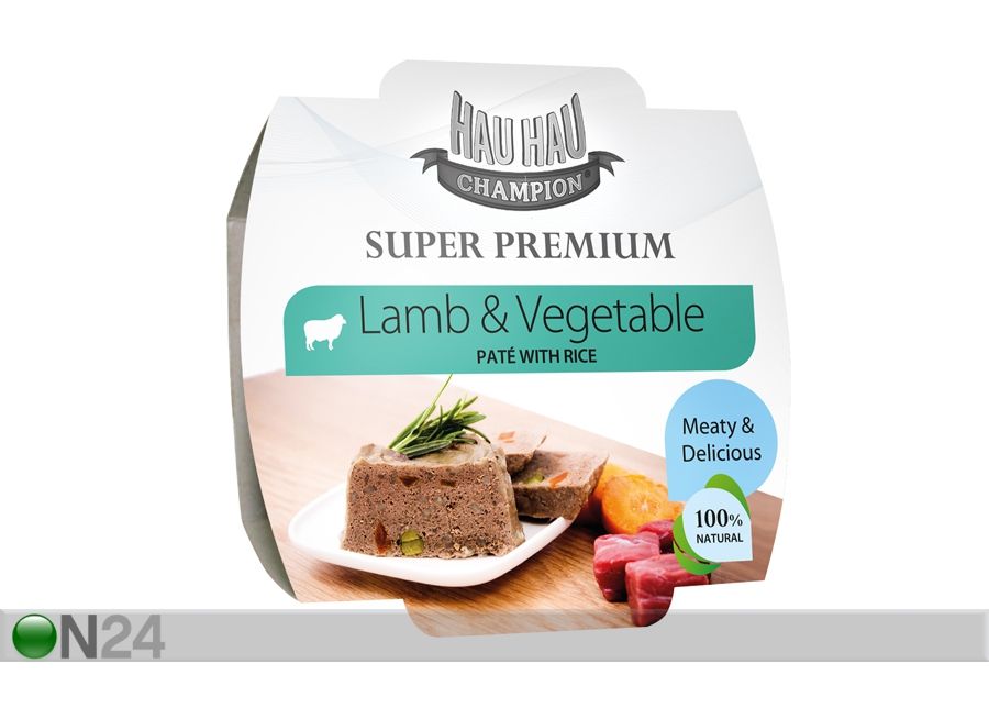 Hau-Hau Super Premium lambaliha ja juurvilja paté riisiga 3x100g suurendatud