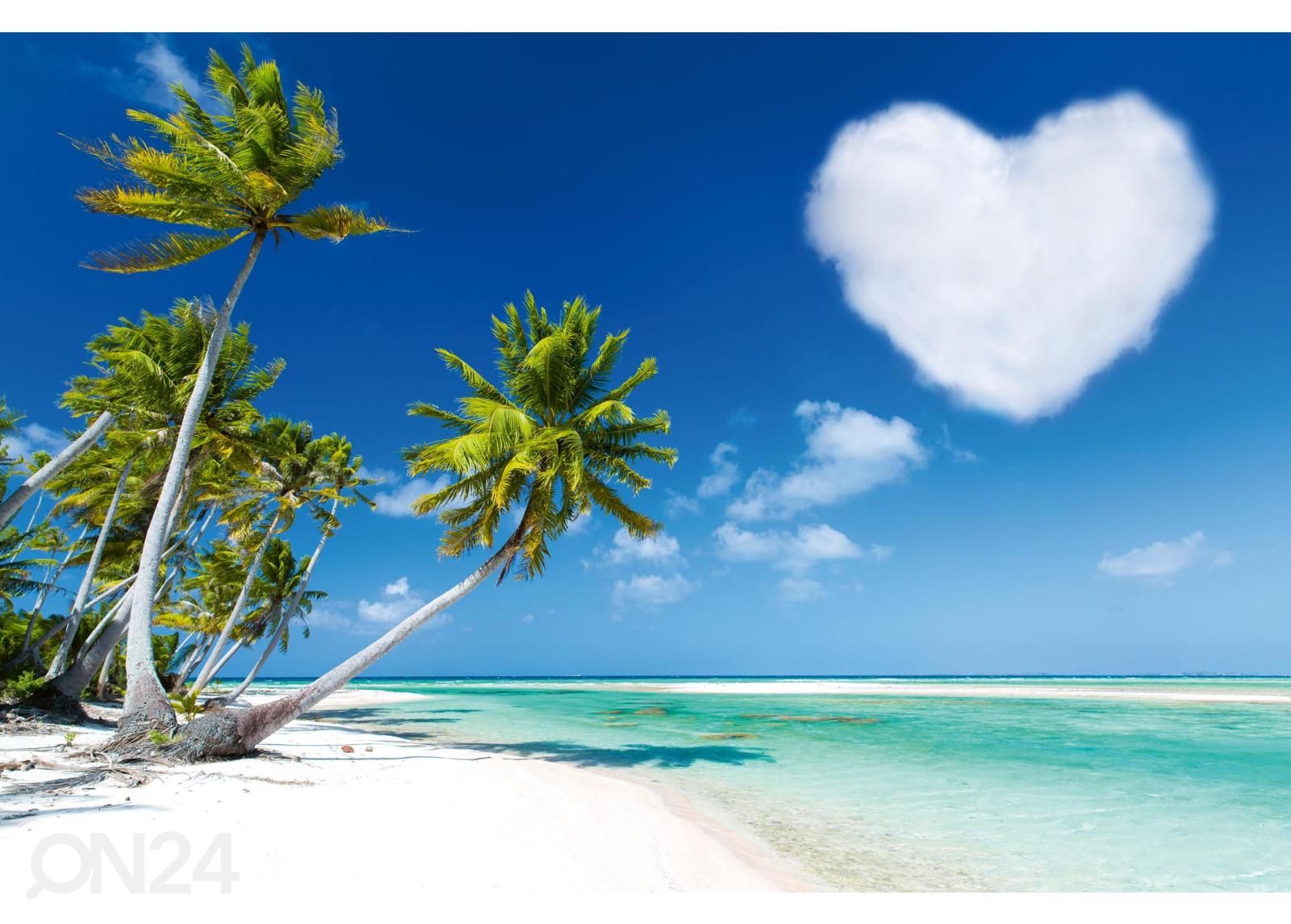 Isekleepuv fototapeet Beach With Heart Cloud suurendatud