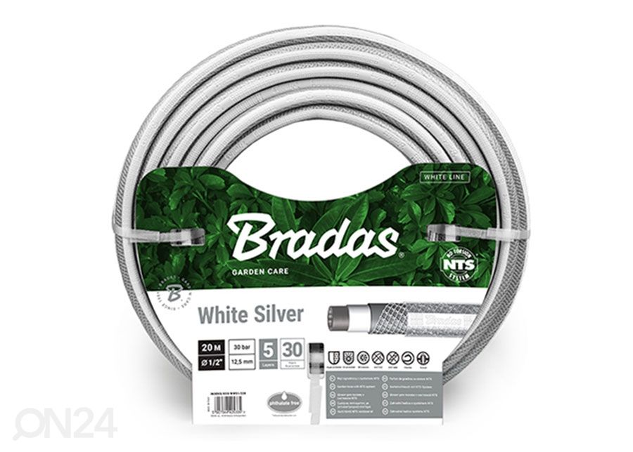 Kastmisvoolik Bradas NTS White Silver 1/2" suurendatud