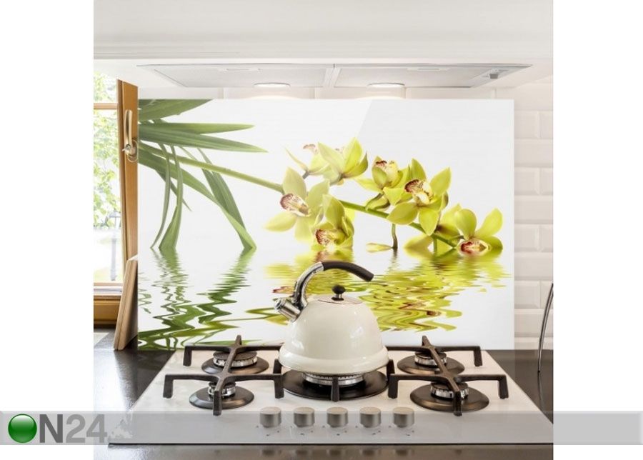 Klaasist töötasapinna tagune Elegant Orchid Waters 59x80 cm suurendatud