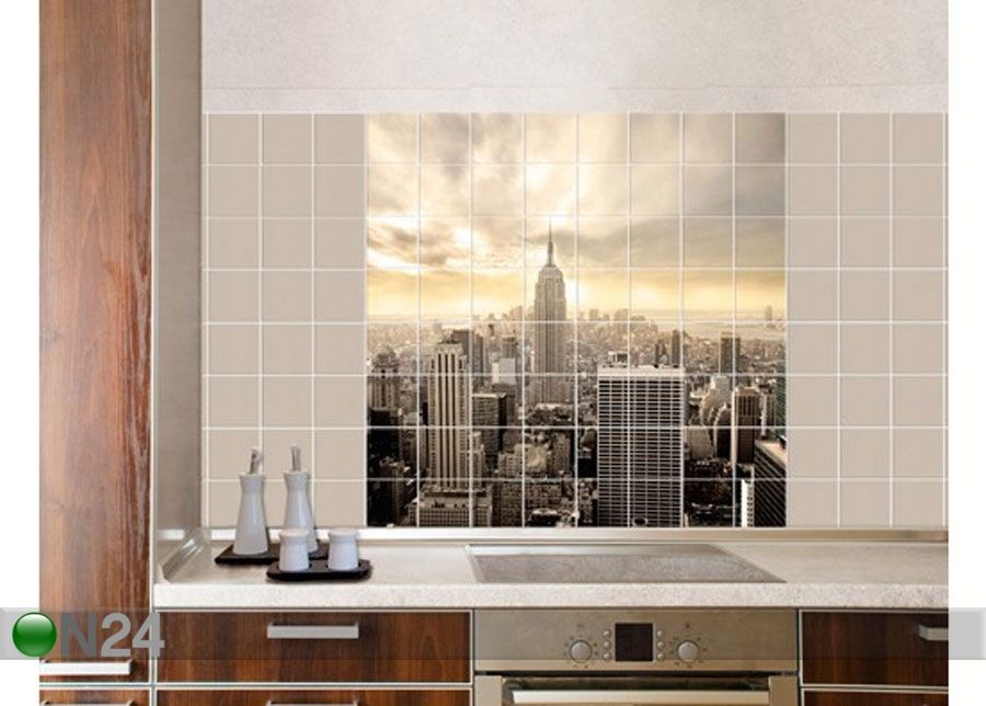Kleebised seinaplaatidele Manhattan Dawn 120x120 cm suurendatud