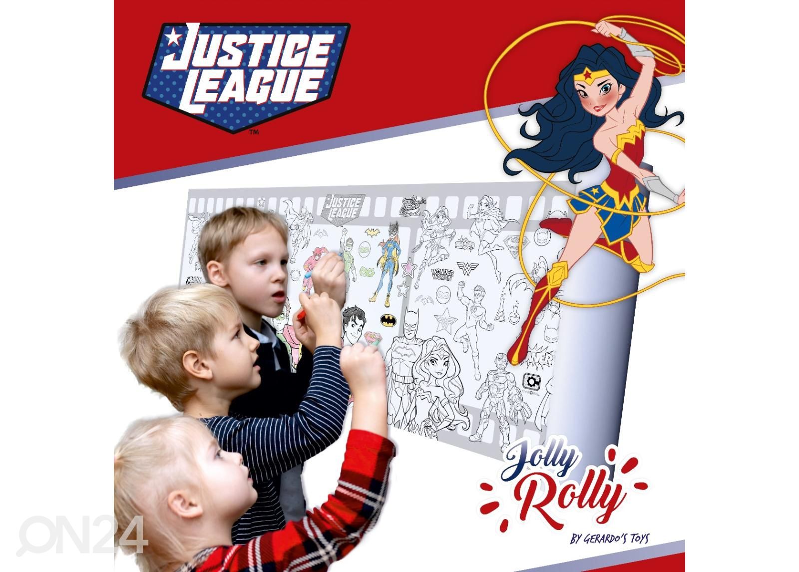 Kleebitav värvimispaber rullis Gerardo's Toys Jolly Rolly Justice League suurendatud