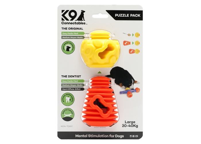 Koera mänguasi puzzle pakk L oranž/kollane suurendatud