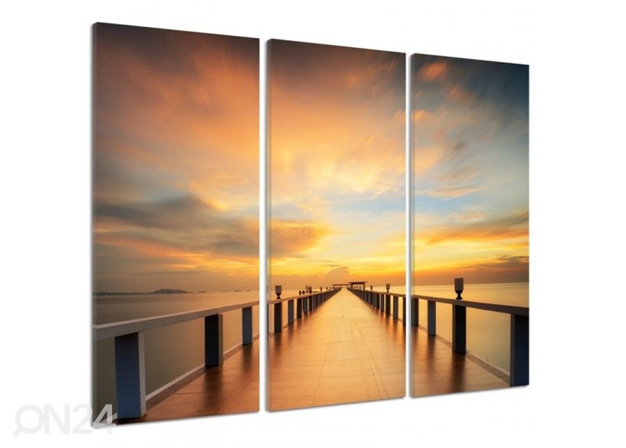 Kolmeosaline seinapilt Sunset view on the bridge 3D 90x80 cm suurendatud
