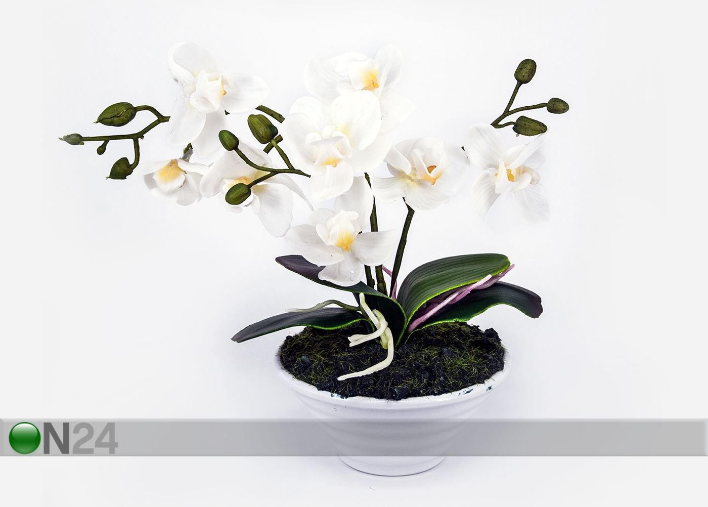 Kunstlill Valge orhidee h30 cm suurendatud