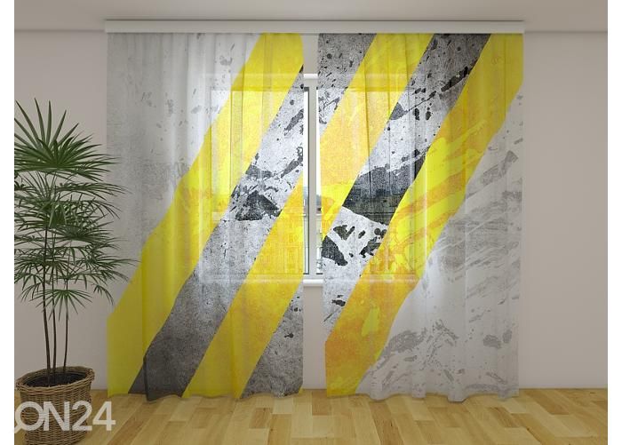 Läbipaistev fotokardin Yellow and Gray Lines Abstractions 240x220 cm suurendatud