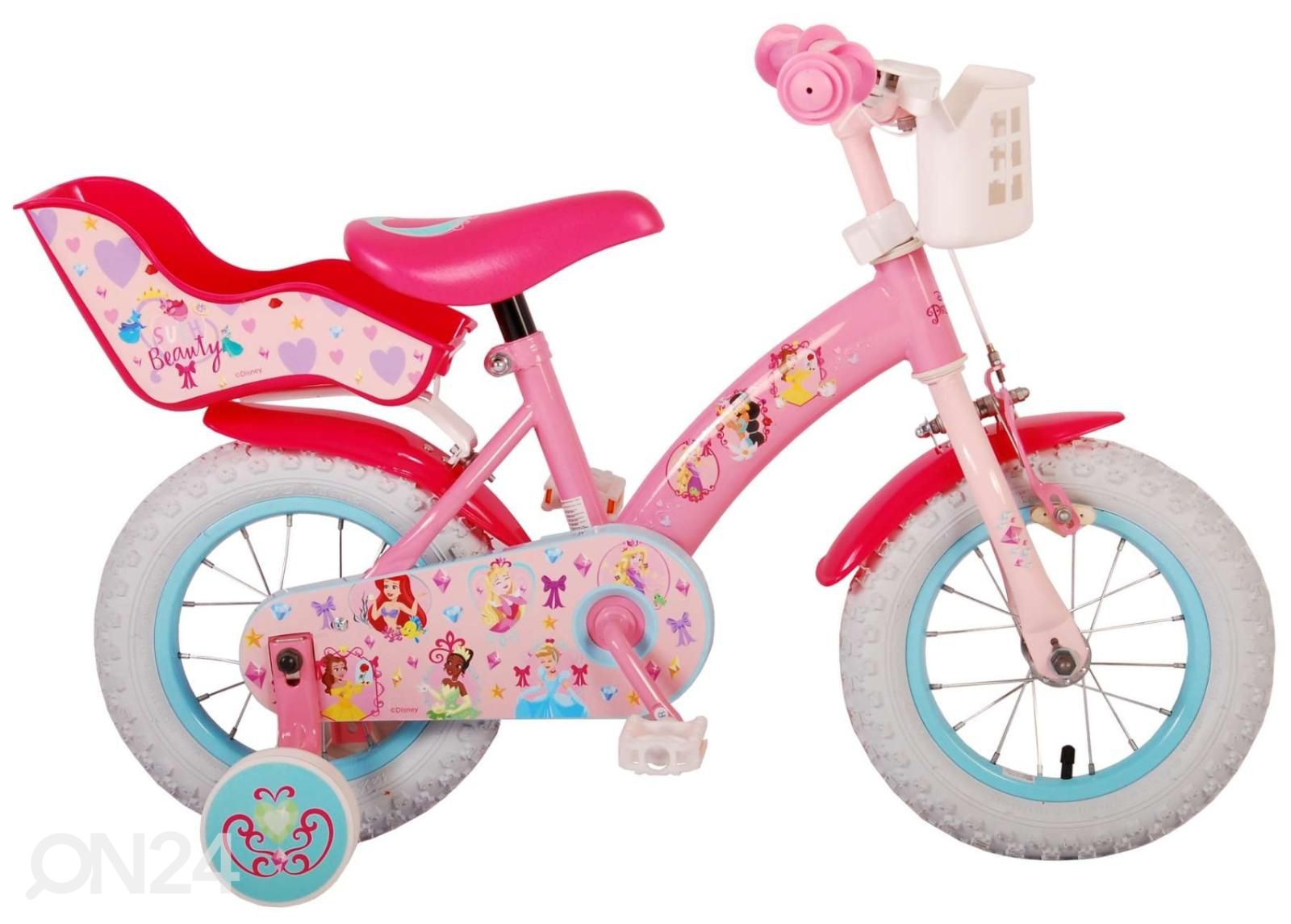 Laste jalgratas 12 tolli Disney Princess roosa suurendatud