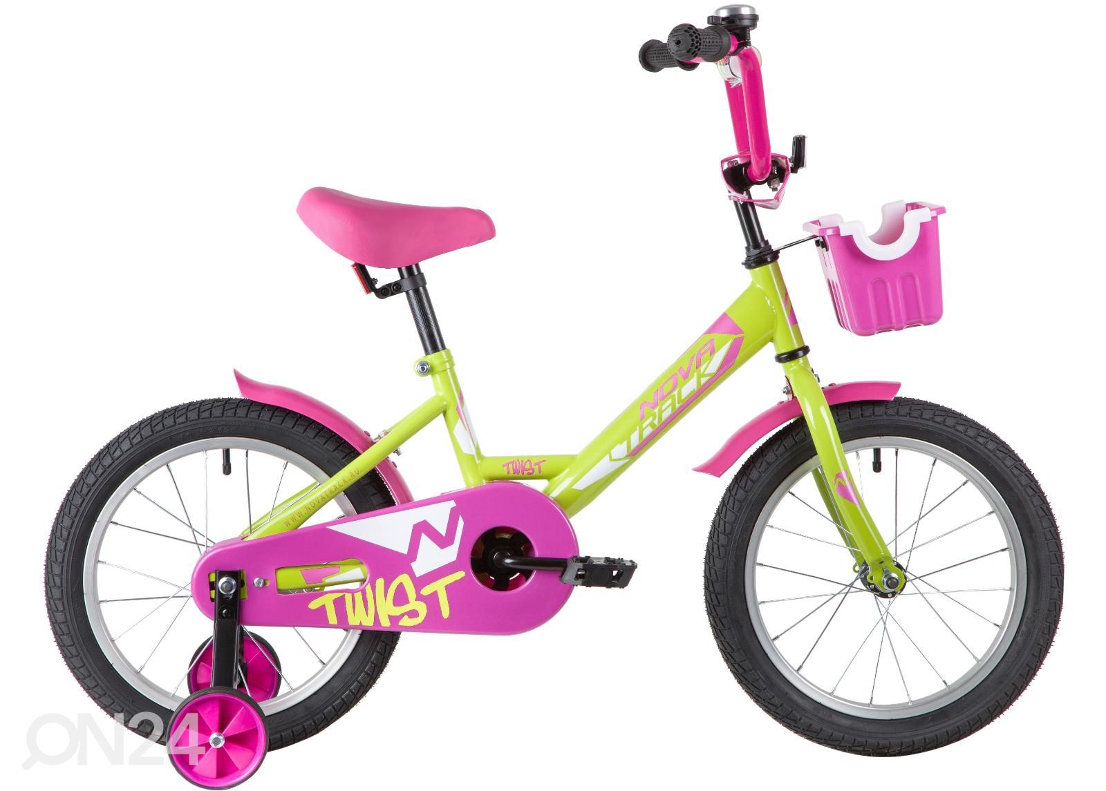 Laste jalgratas 16" TWIST Novatrack roheline/roosa suurendatud