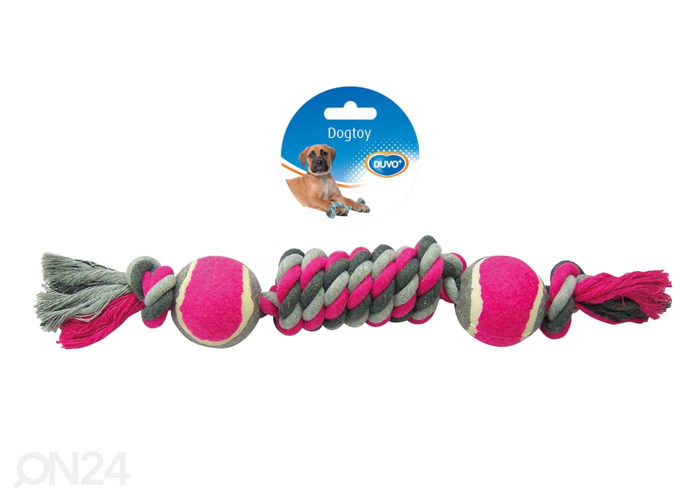Nöörlelu 2 tennisepalliga 38 cm hall/roosa Duvo+ suurendatud