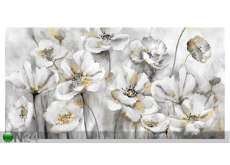 Õlimaal Valged lilled 50x100 cm suurendatud