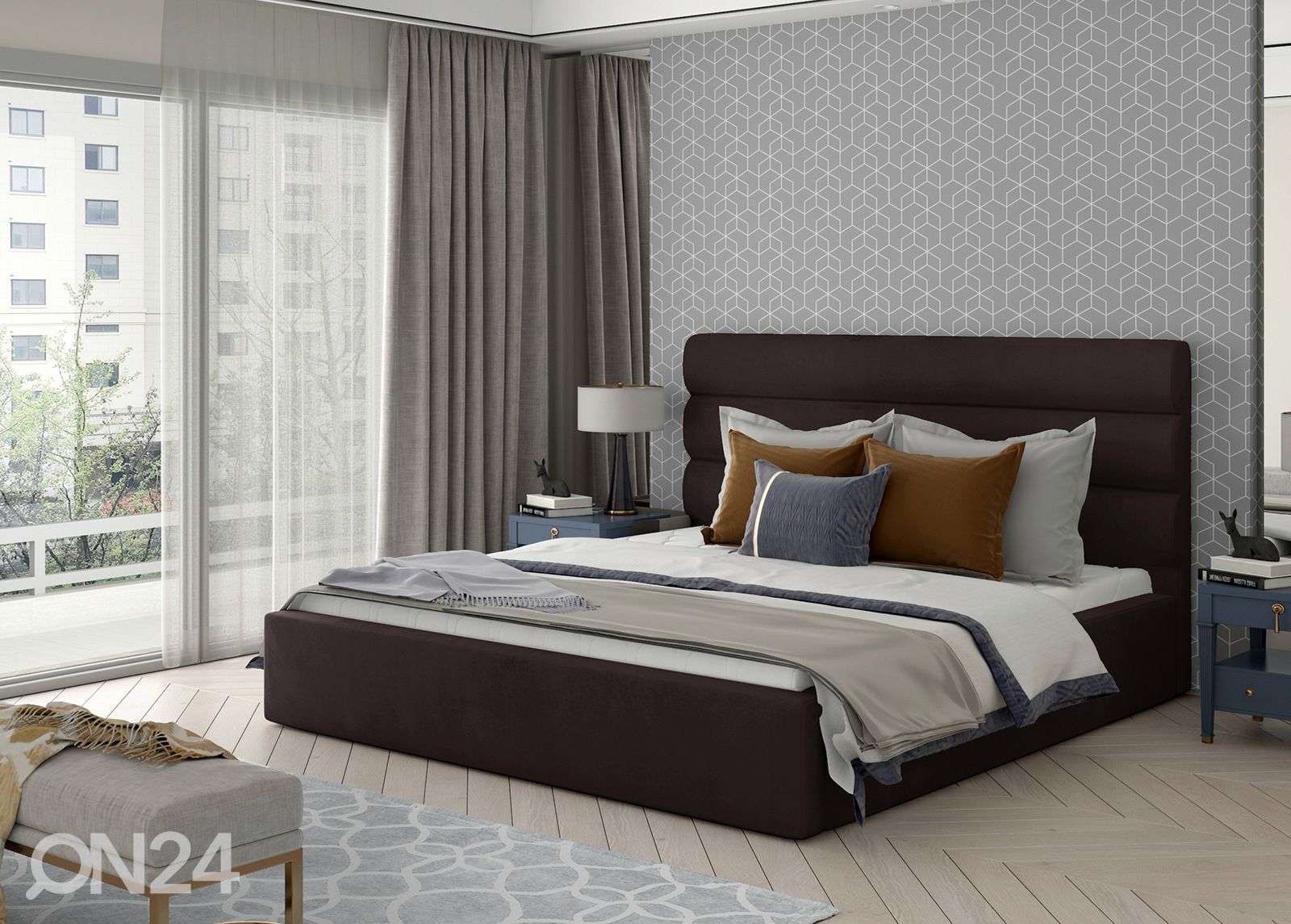 Pesukastiga voodi Caramel 160x200 cm suurendatud
