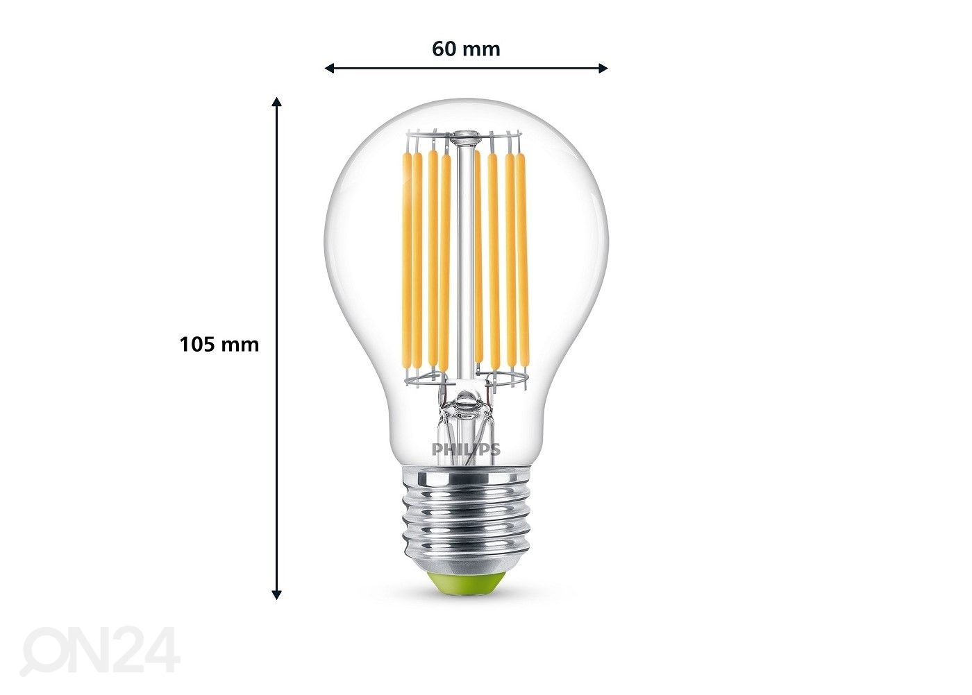 Philips Ultra LED filament (60W) 4W 840lm A60 E27 3000K suurendatud mõõdud