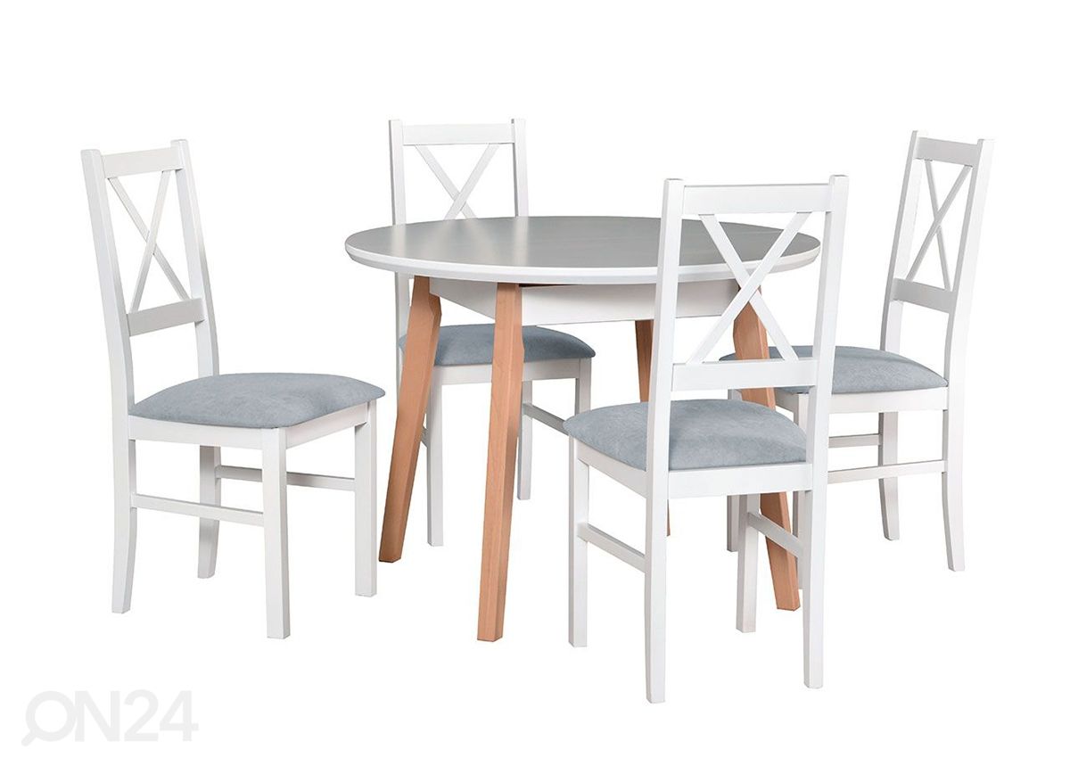 Pikendatav söögilaud 100-130x100 cm + 4 tooli suurendatud