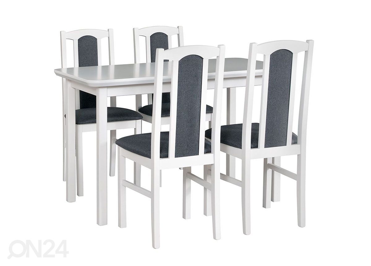 Pikendatav söögilaud 120-150x70 cm + 4 tooli suurendatud