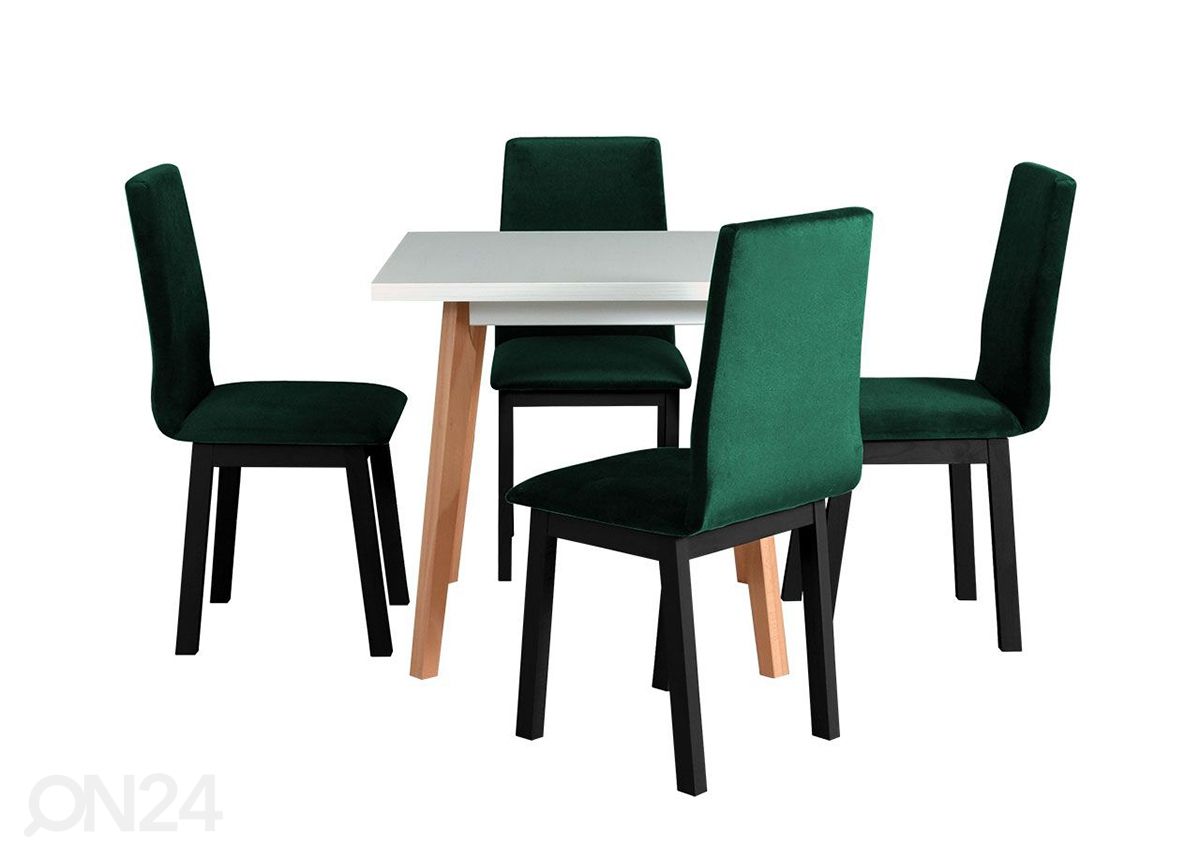 Pikendatav söögilaud 80-110x80 cm + 4 tooli suurendatud