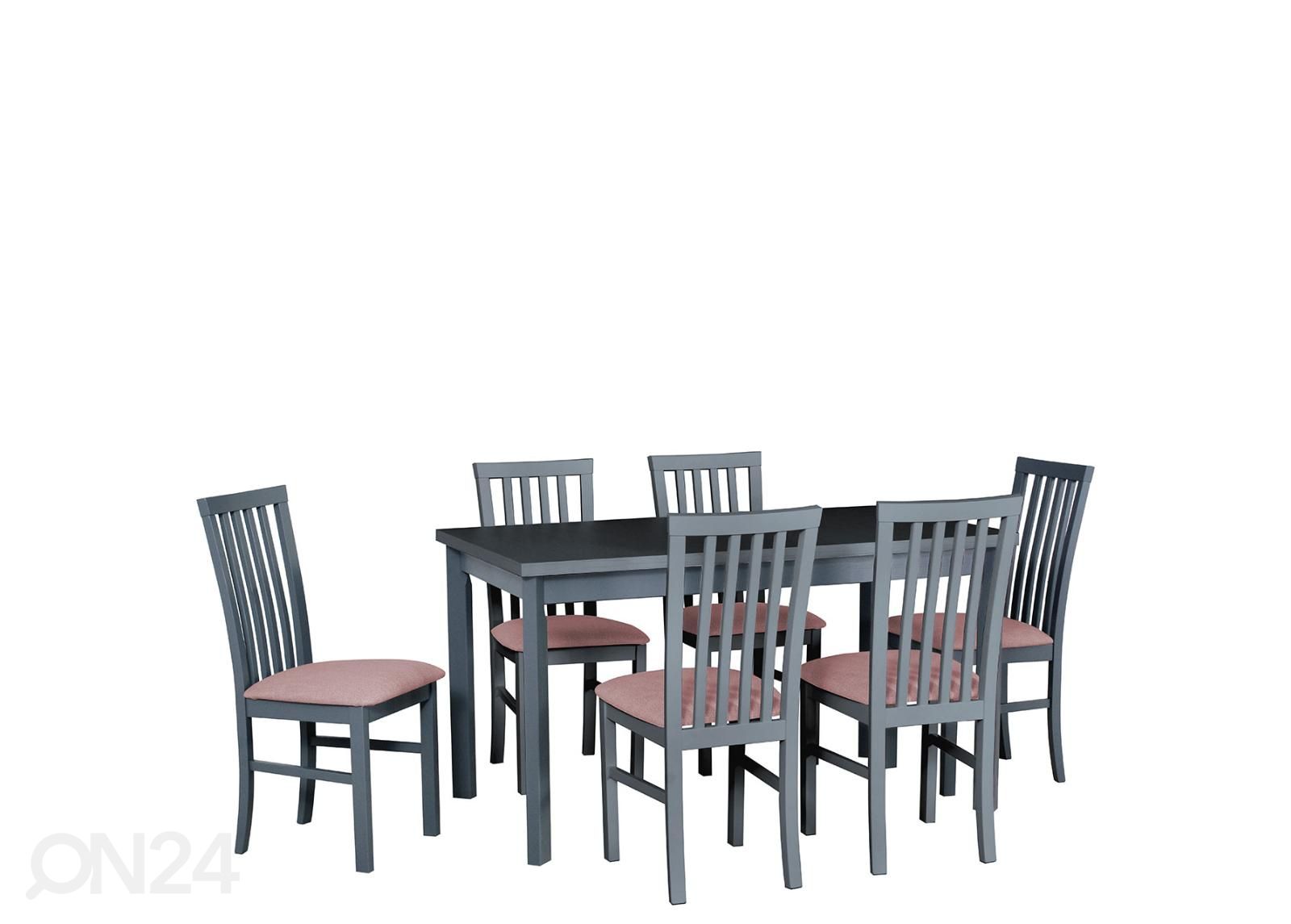 Pikendatav söögilaud 80x140-180 cm + 6 tooli suurendatud