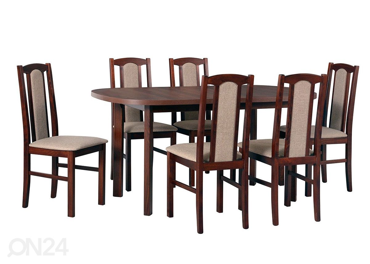 Pikendatav söögilaud 80x160-200 cm+ 6 tooli suurendatud