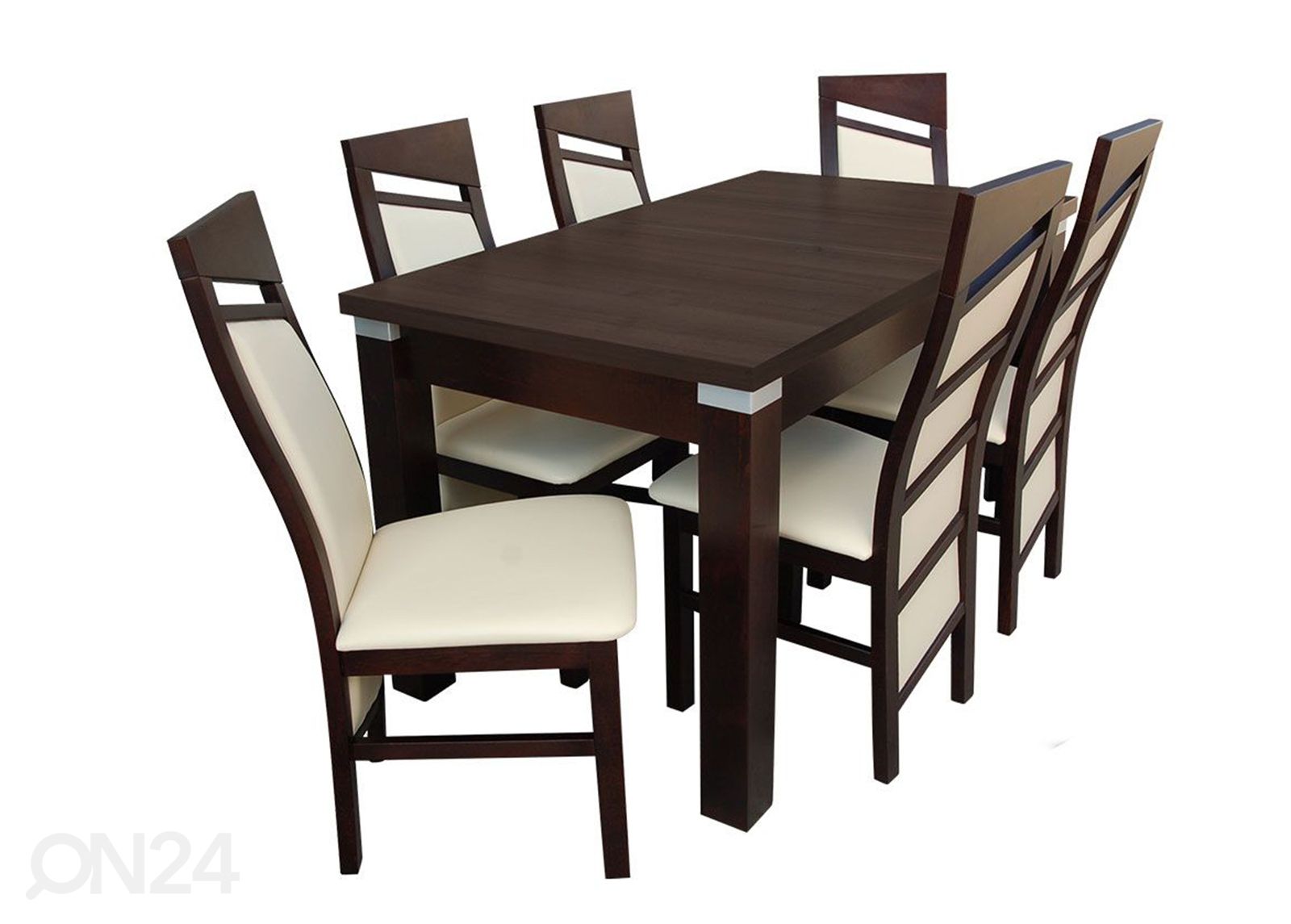 Pikendatav söögilaud 80x160-200 cm + 6 tooli suurendatud