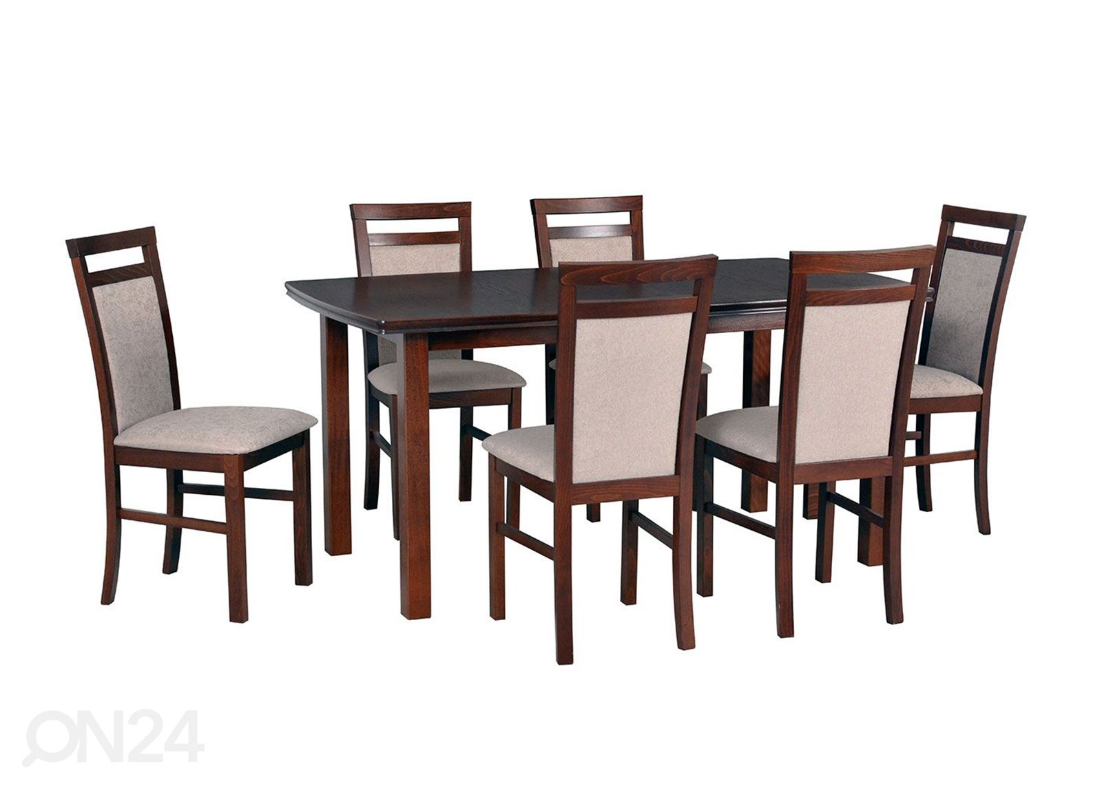 Pikendatav söögilaud 90x160-200 cm + 6 tooli suurendatud