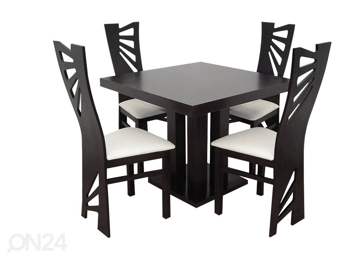 Pikendatav söögilaud 90x90-240 cm+ 4 tooli suurendatud