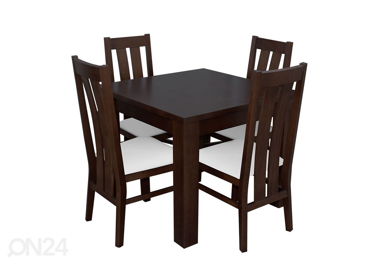Pikendatav söögilaud 90x90-330 cm + 4 tooli suurendatud