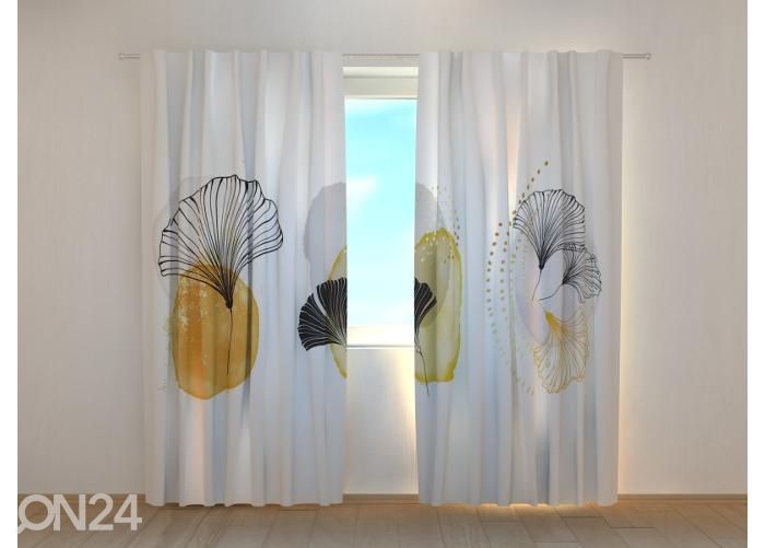 Pimendav fotokardin Air Flowers with Golden Elements 240x220 cm suurendatud