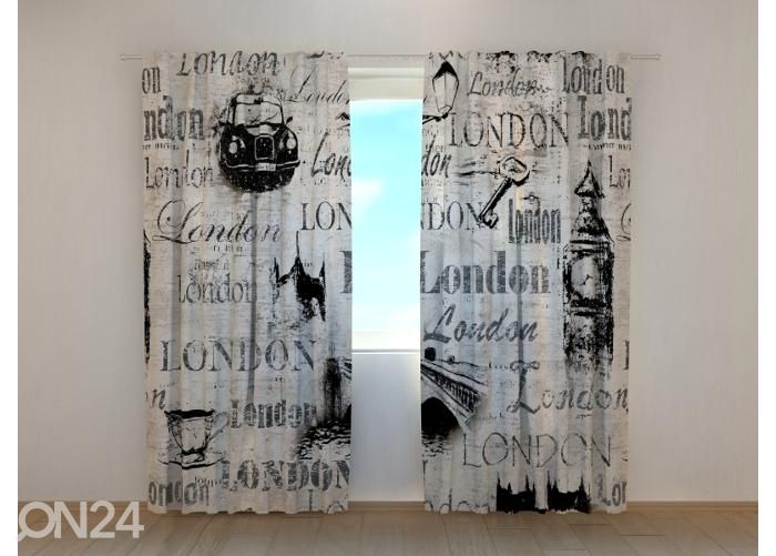 Poolpimendav fotokardin Collage Old London 240x220 cm suurendatud
