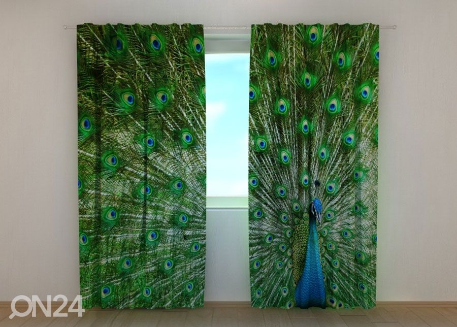 Poolpimendav kardin Beautiful Peacock 240x220 cm suurendatud