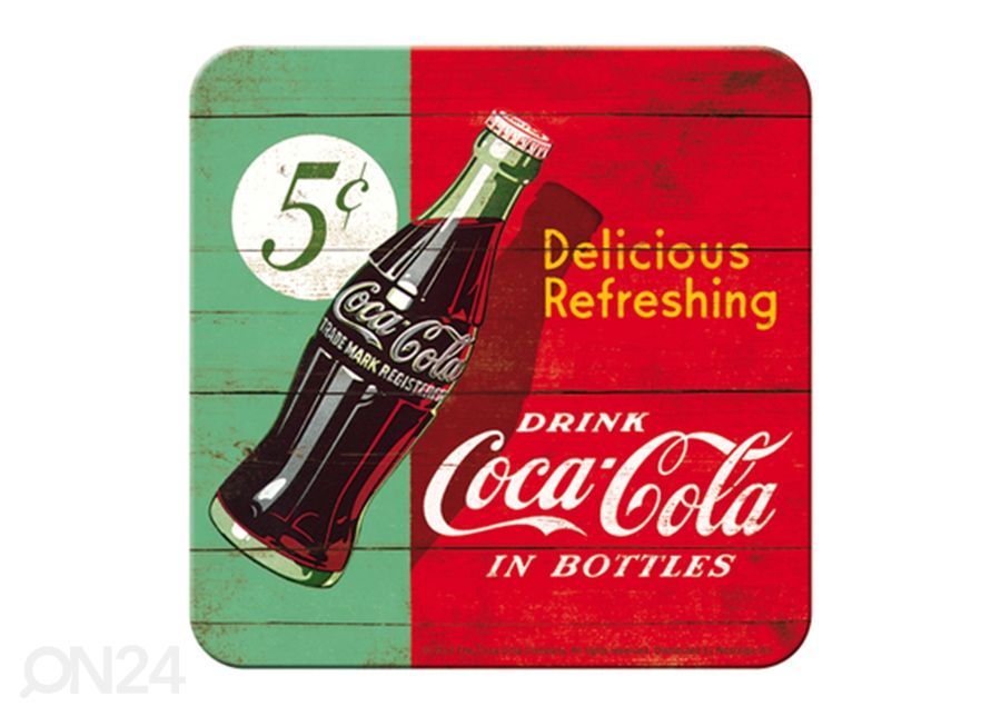 Retro klaasialus Coca-Cola Delicious Refreshing 4 tk suurendatud