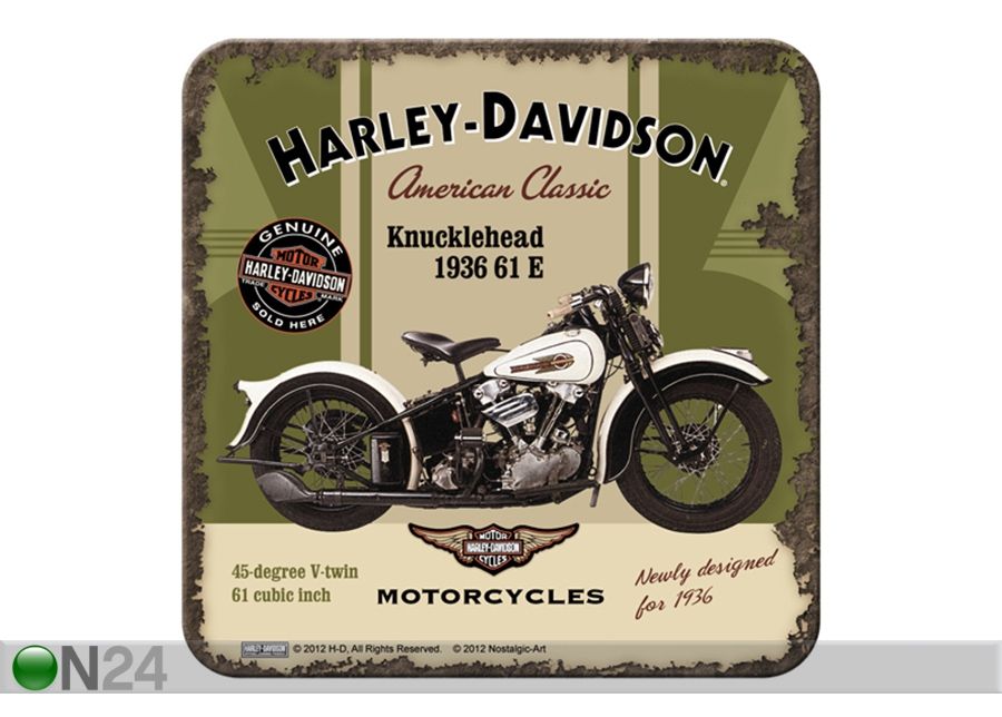 Retro klaasialus Harley-Davidson Knucklehead 4 tk suurendatud